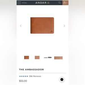 New, Never Used Andar Leather Ambassador Wallet